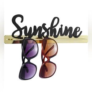 MyGift Wall Mounted Metal Sunglasses Holder Organizer Rack in Brass-Tone Finish